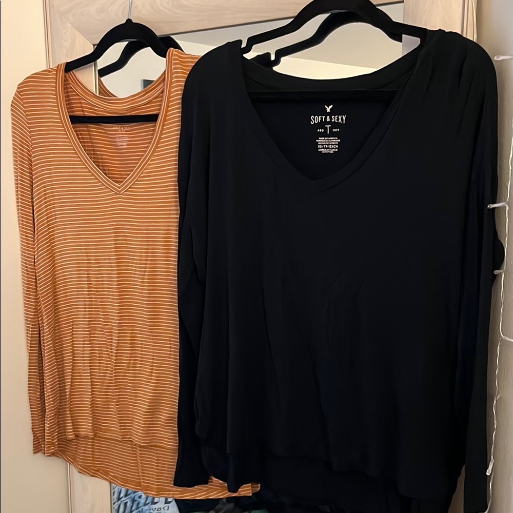 American Eagle Outfitters Soft & Sexy Long Sleeve Top, BLACK ONLY